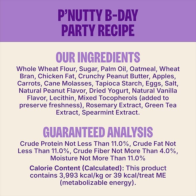 Wellness Old Mother Hubbard Milk Bar P'Nutty B-Day Party Dog Biscuits, Natural Treats, Peanut Butter Flavor with Birthday Icing, 10 oz Bag