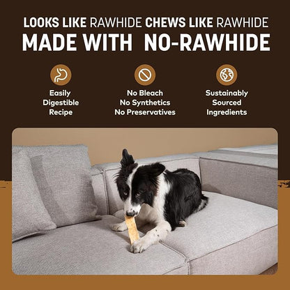Earth Animal No Hide Strips - Natural Rawhide Free Dog Chew Strips, Venison - 4 Count