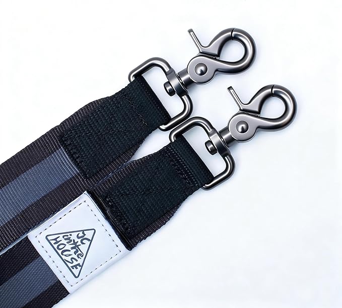 Hands Free Dog Leash, Heavy Duty with Waist Belt & Storage Pouch, Strong Pull Control, Two Handles Bungee for Running & Walking, Big & Medium Dogs, Black