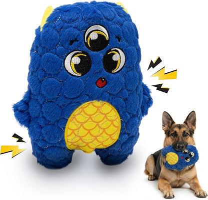 Bite Force - Durable & Strong Dog Toy Blue Furocious Frank Monster with Squeaker, Kevlar-Reinforced Seams for Aggressive chewers.
