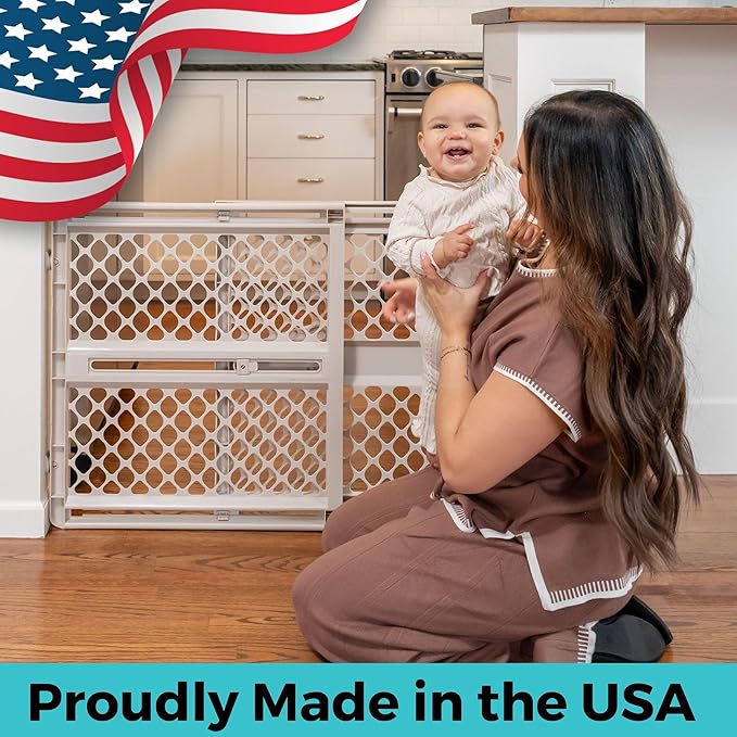 Toddleroo by North States - Supergate Ergo Baby Gate: Plastic Baby Gate for Stairs & Doorways - Adjustable Indoor Safety Gate - Made in USA - 26 to 42 Inches Wide - 26 Inches Tall - Sand