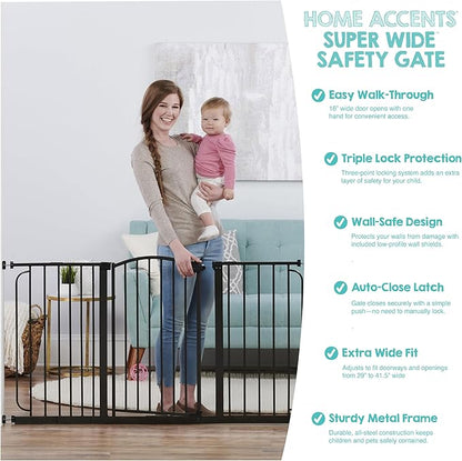 Regalo Safety 30.5-58" Extra Wide Arch Baby Gate with Door, Pressure Mount Walk Through Gate for Doorways & Bottom of Stairs, Babies, Toddlers & Pets, Tested & Safe, American Designed, American Owned