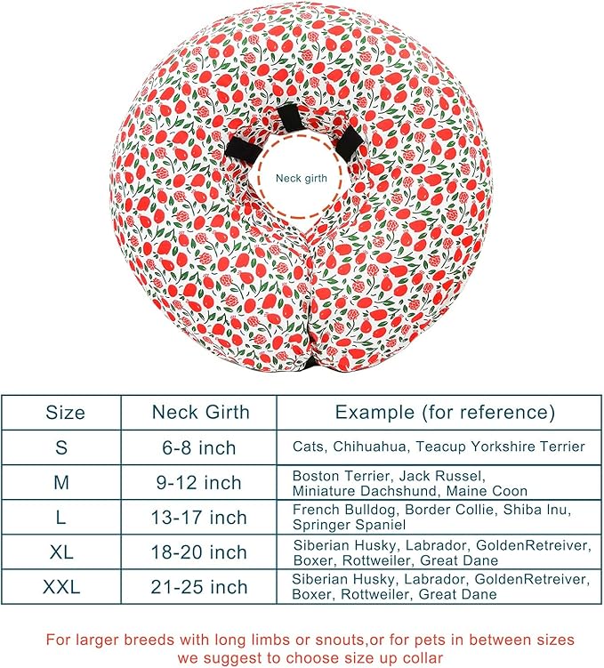 Protective Inflatable Collar for Dogs and Cats - Soft Pet Recovery Collar Does Not Block Vision, Prevents Pets from Touching Stitches, Wounds and Rashes (Floral - 1, Neck 18" - 20")