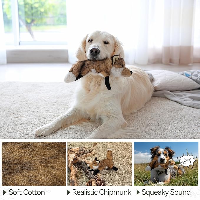 ALL FOR PAWS Dog Squeaky Fox Toy, Stuffed Animal Pet Plush Toys Squeak Chew Toy for Dogs Large
