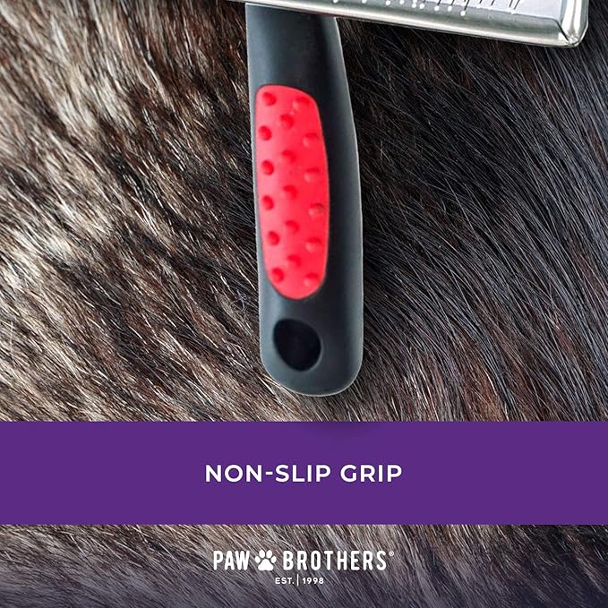RYAN'S PET SUPPLIES Paw Brothers Soft Flat Slicker Brush with Coated Pin Tips, Mini/Small