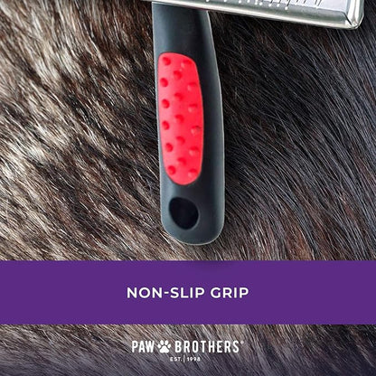 Paw Brothers Soft Pin Flat Slicker Brush for Dogs, Professional Grade Brush for Large Dogs, Coated Tips, Gentle on Skin, Remove Tangles and Mats, Maximum Coverage, X-Large