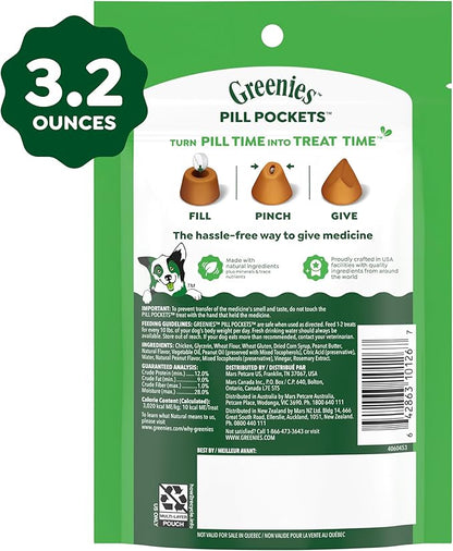 Greenies Pill Pockets for Dogs Small Size, Tablet Pill Treats for Dogs, Peanut Butter Flavor, 3.2 oz. Pouch