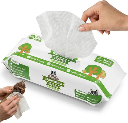 Pogi’s Dog Grooming Wipes – Hypoallergenic Pet Wipes for Paws, Body & Butt – Cleaning & Hydrating, Green Tea Scent, 100-Count