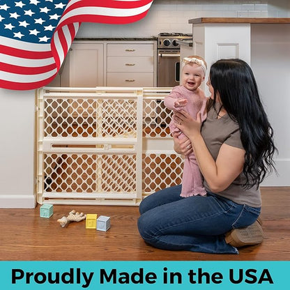 Toddleroo by North States - Supergate Ergo Baby Gate: Plastic Baby Gate for Stairs & Doorways - Adjustable Indoor Safety Gate - Made in USA - 26 to 42 Inches Wide - 26 Inches Tall - Ivory