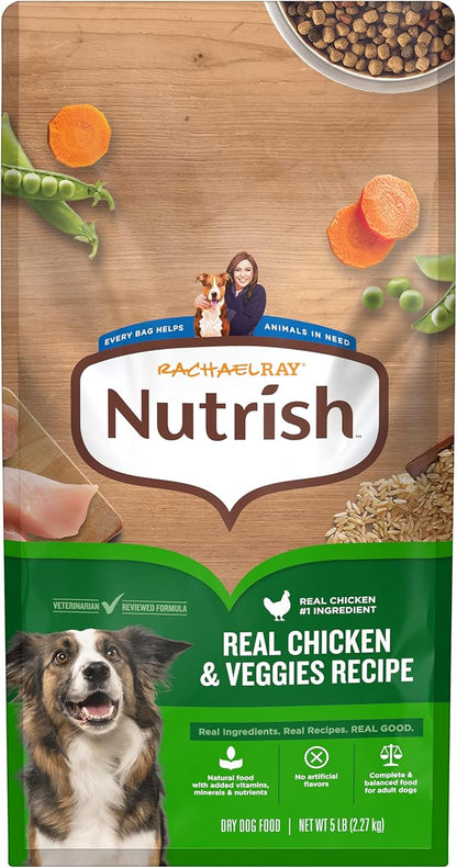 Nutrish Rachael Ray Adult Dry Dog Food Real Chicken & Veggies Recipe, 5 lb. Bag