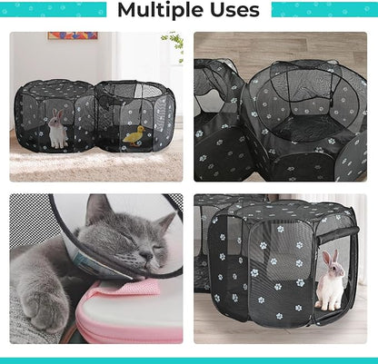 Small Animals Playpen Pop up Small Pet Cage Enclosure Hutch Tent Chick Run Brooder Box Coop Foldable Kennel for Kitten Ferret Puppy Guinea Pig Rabbit Hamster Chinchillas(No Divider, Unified Space)