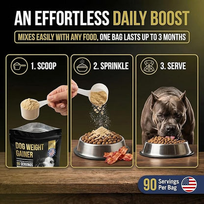 Dog Weight Gainer 90 Servings - Weight Gain Supplements for Dogs - Canine and Dog Muscle Builder - Made in The USA