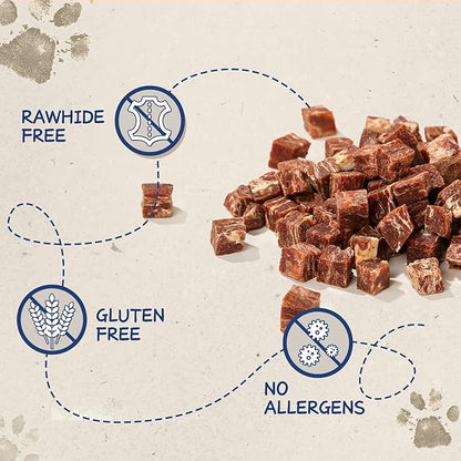 PAWUP Dog Treats Training Rewards, Beef Cod Cubes, 1% Taurine Added, 12.5 oz, Rawhide Free, Grain Free, Low Fat Dog Training Rewards and Snacks, No Additives