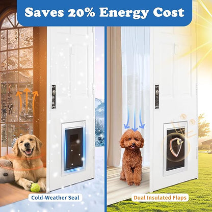 Large Dog Door for Door - Aluminum, Lockable for Safety, Easy in & Out, Extreme Weather Resistant, Up to 110 lbs