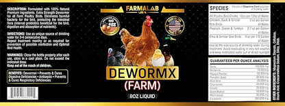 Farmalab Natural Dewormer No Withdraw Hens, Ducks, Roosters, Turkeys, Goose, Parakeets, Cockatiels, Lovebirds, Finches, Quakers, Pigeons, Palomas, Buchones, All Baby Chicks (8oz, Poultry Farm)