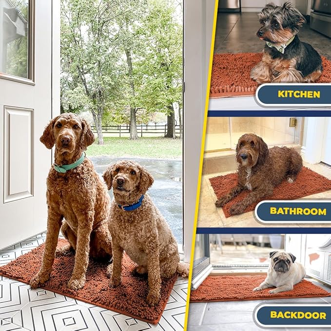 Muddy Mat® | Super Absorbent Door Mat Indoor, Microfiber Quick Dry Chenille Entryway Rug, Non-Slip Front Door Mat, Indoor Mats for Entryway, Machine Washable Pet Rug, Orange XXL 60"X48"