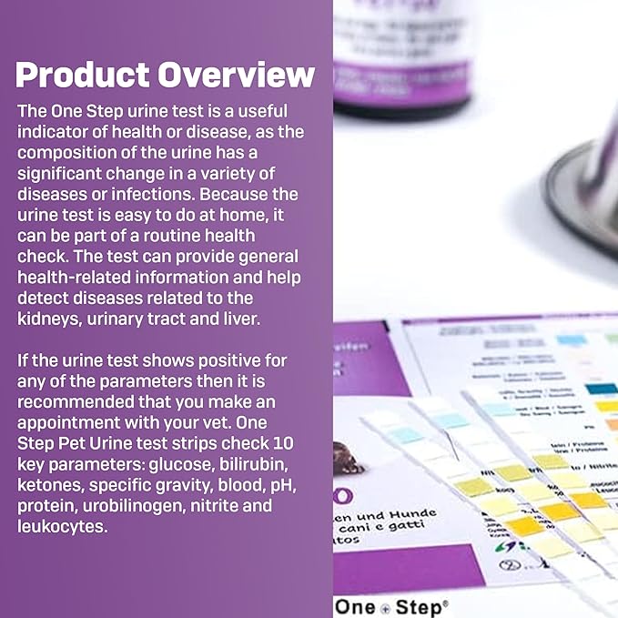 One Step Pet Urine Testing Strips, 5 x 10 Parameter Urinalysis Test Strips, Urine pH Test Strips for Dogs, Cats, Accurate Testing for UTI, Bladder & More, Pet Glucose Monitoring Kit