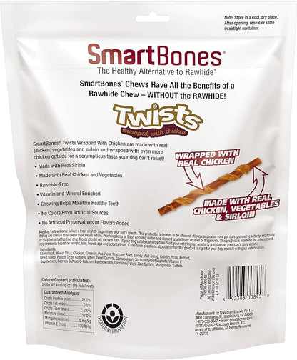 SmartBones Twists Wrapped with Chicken Made with Real Sirloin, 30 Count, Treat Your Dog to a Rawhide-Free Chew, 1 Count (Pack of 1)