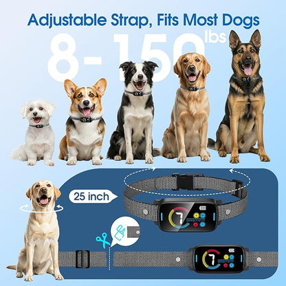 Ultrasonic Smart Bark Collar for Large Medium Small for Dogs Automatic Anti Barking Training Collar Rechargeable Bark Collar with Waterproof Vibration and Beep 7 Sensitivity Black