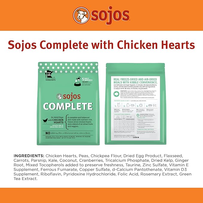 Sojos Complete Freeze Dried Raw Adult Dry Dog Food, Grain Free, Natural, Chicken Recipe, 7 lb Bag