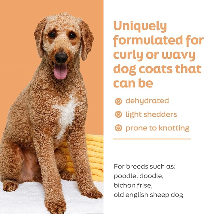 Hartz True Coat Curly or Wavy Dog Shampoo, 5 in 1 Detangles & Conditions with Oat Milk, Coconut Oil & Shea Butter, 16 oz