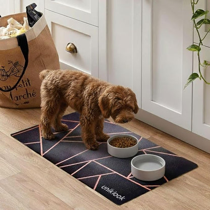 Large Pet Placemat, Dog Cat Mat Dog Feeding mat Pet Safe 28" X 16.5" Waterproof Easy to Clean Mat for Food & Water Bowls Waterproof Boho Uniklook