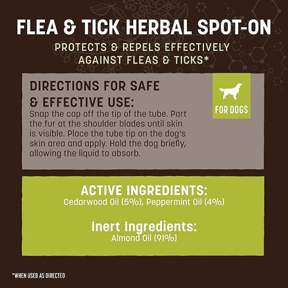 Earth Animal Apothecary Natural Flea & Tick - Herbal Spot-On for Small Dogs & Puppies - 3 Applications (3 Month Supply)