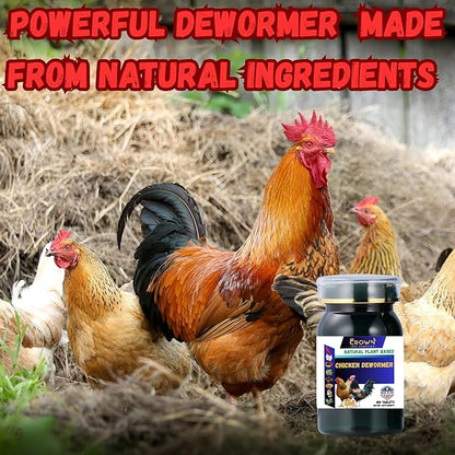 Chicken Dewormer Support for Laying Hens with Chili, Garlic, & Pumpkin Seed, All-Natural Formula, 100 Tablets, Safe for Eggs During Use, Poultry Supplement, Made in USA, Chickens & Poultry of All Ages