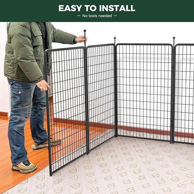 FXW Rollick Unleashed Dog Playpen for Indoor, Yard, RV Camping, 50 inch 8 Panels for Large Dogs, Black│Patented