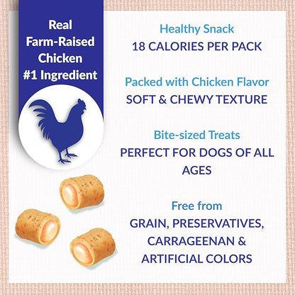 INABA Churu Fun Bites for Dogs, Soft & Chewy Baked Chicken Wrapped Filled Dog Treats with Vitamin E, 0.42 Ounces per Tetra, 8 Tetras per Box, Chicken with Sweet Potato Recipe