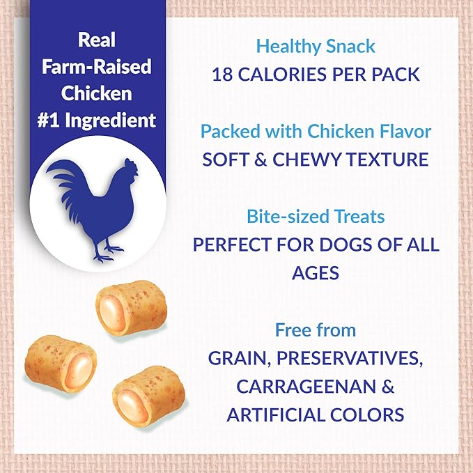 INABA Churu Fun Bites for Dogs, Soft & Chewy Baked Chicken Wrapped Filled Dog Treats with Vitamin E, 0.42 Ounces per Tetra, 8 Tetras per Box, Chicken with Pumpkin Recipe (Pack of 2)