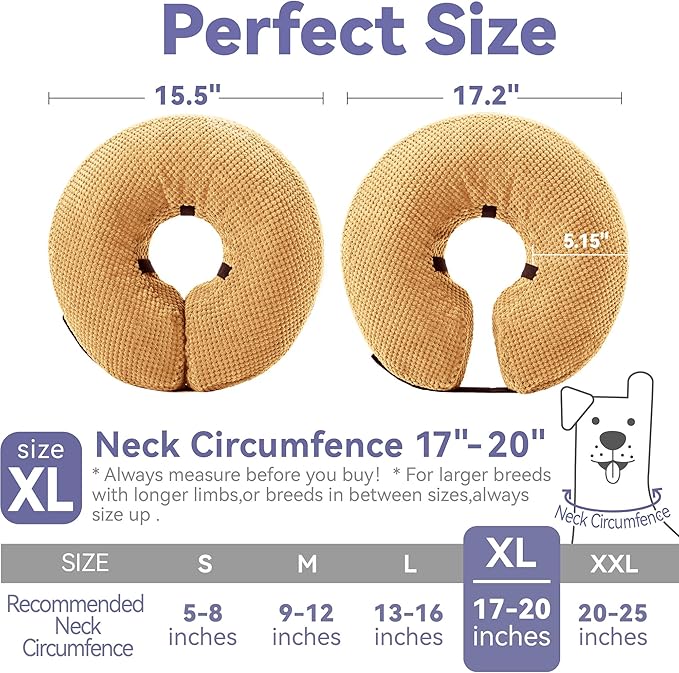 Loflaze Inflatable Dog Cone Collar - Dog Neck Donut Cone Collar Alternative After Surgery - Soft Cone for Large Medium Small Dogs Cats - Alternative Recovery E Collar (Yello, XL)