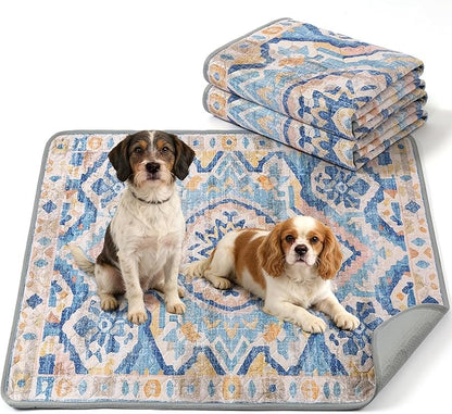 NOYAL Bohemian Washable Dog Pee Pads - Super Absorbent Reusable Puppy Training Pads with Stylish Prints | 100% Waterproof, Leak-Proof & Non-Slip Pet Housebreaking Pads for Indoor 2 Packs