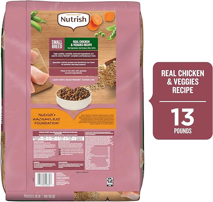 Nutrish Rachael Ray Dry Dog Food Small Breed Real Chicken & Veggies Recipe, 13 lb. Bag