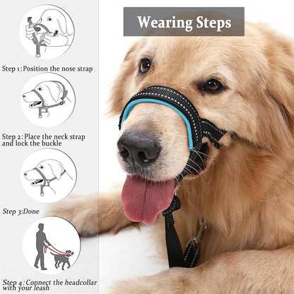 BARKLESS Dog Head Collar, No Pull Head Halter with Soft Padding, Reflective Soft Padded Snout Harness for Small and Medium Dogs