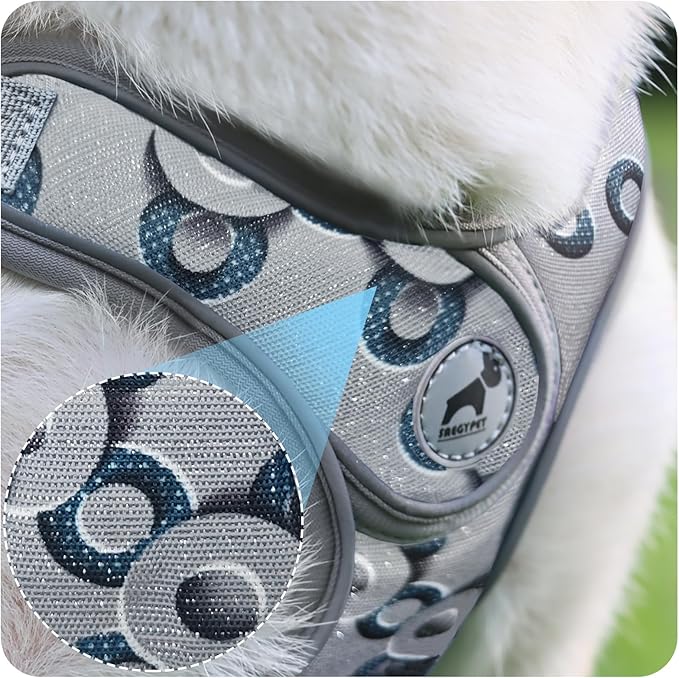 Dog Harness with Leash Set, No Pull Adjustable Step in Dog Harness Vest Harness for Large Dogs Training and Running (L, Gray with Circle)