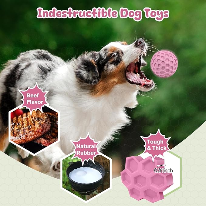 Tough Dog Chew Toys for Aggressive Chewers, Indestructible Dog Balls for Aggressive Chewers, Squeaky Balls for Dogs, Squeaky Toys for Large Dogs, Funny Heavy Duty Ball