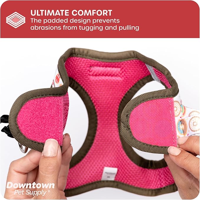 Downtown Pet Supply Step-in Dog Harness – No Pull, Adjustable Padded Mesh with Reflective Trim, Secure Buckle Strap – Comfortable & Breathable Small Dog Harness, X-Small, Donut