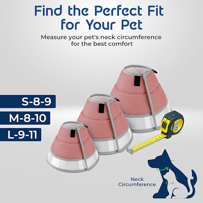 Soft Dog Cone Collar to Stop Licking Small,Medium.Large Dog Cone,Adjustable and Reversible Design,Non-Woven Breathable Fabric, Elizabethan Recovery Collar After Surgery for Cat or Dogs (Pink, Large)