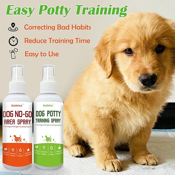 Dog Potty Training Spray & NO-GO Area Spray, Puppy Pee Spray, 8 Fl Oz Large Size, Ideal for Large Dogs and Multi-Dog Households