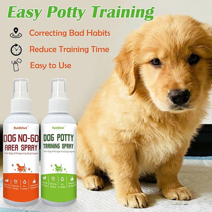 Dog Potty Training Spray & NO-GO Area Spray, Safe & Effective Puppy Pee Spray, Helps Train Puppies & Dogs Where to Potty, Indoor and Outdoor House Training Tool, 3.38 Fl Oz Each