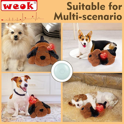 WEOK Heartbeat Puppy for Dogs, Helps for Anxiety Relief and Calming, Stuffed Animal Anxiety Calming Behavioral Puppy Heartbeat Toy Sleep aid for Cats Pets（for Small Breeds）