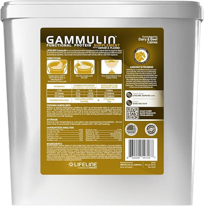 ANNUSO LIFELINE Gammulin Immune & Intestinal Support for Calves, 10lb Pail - Functional Protein Supplement for Days 2-15 - Mix with Milk or Milk Replacer - Vitamins, Minerals, Immune Support