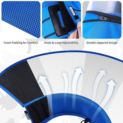 OneTigris Depth Adjustable Soft Dog Cone Collar for Medium Large Dogs After Surgery, Recovery for Small Dogs, Lightweight Elizabethan Collar for Dog to Stop Licking (Blue, XL)