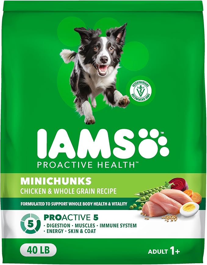 IAMS Proactive Health Adult Minichunks Premium Dry Dog Food, Adult Dog Food Dry Recipe, 40 lb.