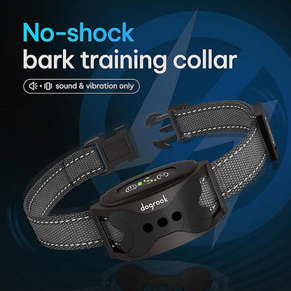 DogRook Rechargeable Dog Bark Collar - No Shock Training Smart Collar - Beep & Vibrating - Anti Bark Collar for Large Dog, Medium & Small Dog - No Shock Bark Collar - 12-110 lbs