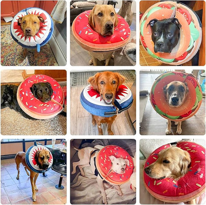 BEAUTYZOO Dog Cone Alternative After Surgery for Large Medium Small Dogs, Soft Inflatable Cone Collar for Dogs Cats, Dog Neck Donut E Collar Dogs Recovery Collar to Stop Licking, Strawberry Pink, L