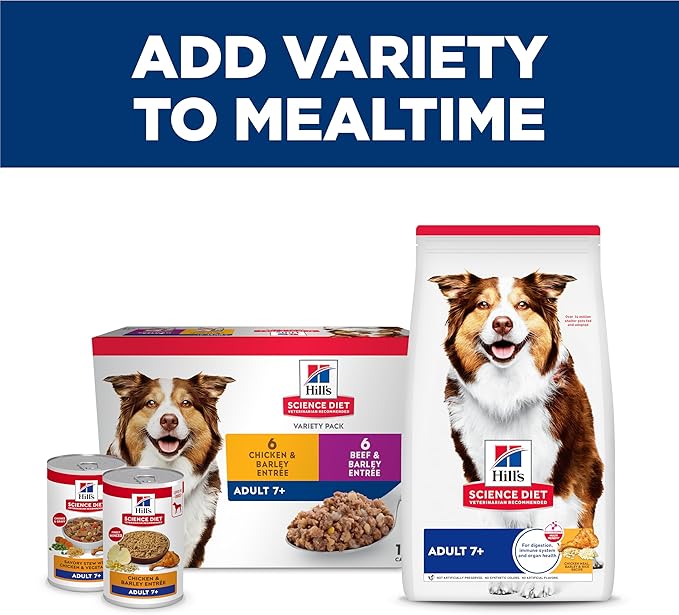Hill's Science Diet Adult 7+ Wet Dog Food, Chicken & Barley, 13 oz. Cans, 12-Pack