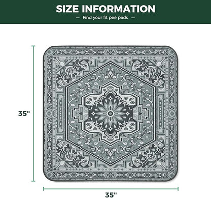 FXW Washable Pee Pads for Dogs, Leak-Proof & Non-Slip, Specifically Designed for Potty Training, 35" Square, Boho Grey, 2 Packs