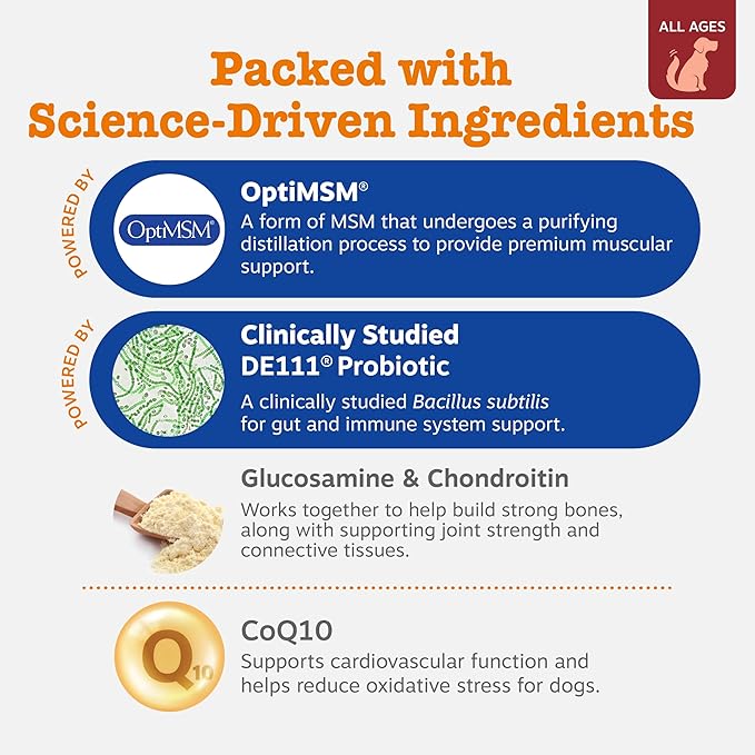 Zesty Paws Dog Multivitamin, Chewable Dog Vitamins and Supplements for Hip & Joints, Skin & Coat, Omega 3 Fish Oil for Dogs- Senior & Puppy Multivitamin - Bison- 90ct